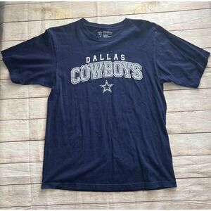 Dallas‎ Cowboys Shirt Adult MED Navy Blue Short Sleeve Classic Fit NFL Football